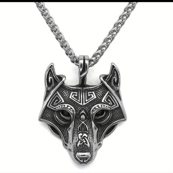 Stainless Steel Viking Fenrir Wolf Head - Picture 5 of 7